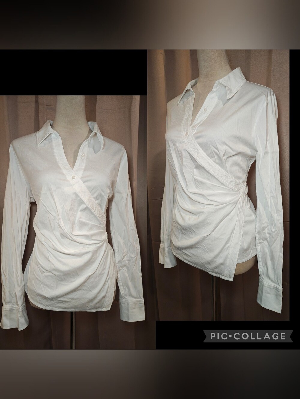 🖤NWOT WHITE HOUSE BLACK MARKET CRISP WHITE CORPCORE WRAP BLOUSE🖤